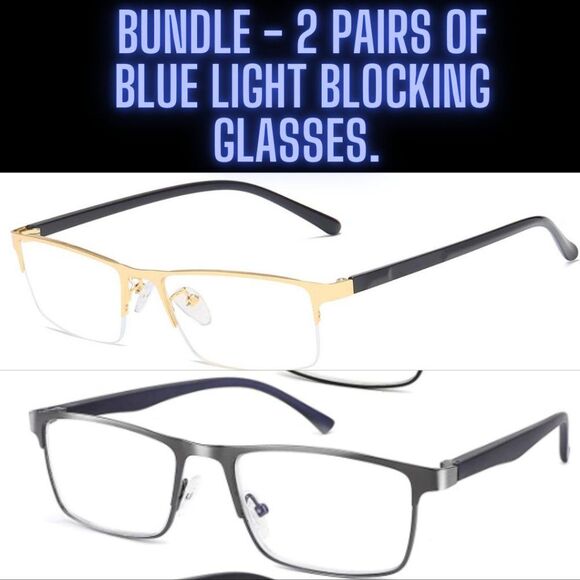 1 Pair of blue light blocking glasses (Gold & Silver) There Are Only 2 Glasses. - Picture 1 of 6